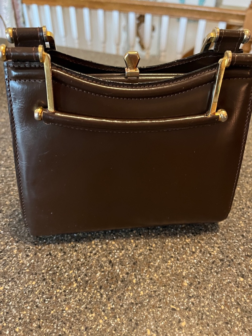 Vintage Lefcort Top-Handle Bag in Dark Brown with Gold Hardware - Picture 3 of 8